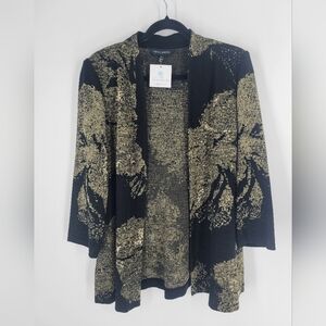 Ming Wang open front cardigan size L New Gold Black